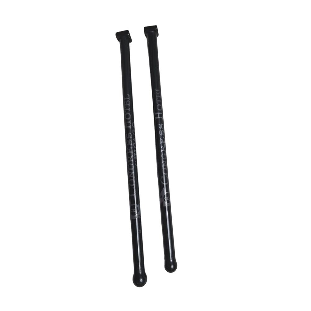Lot 2 Black Blown Glass Swizzle Liquor Stir Sticks National Hotel Management